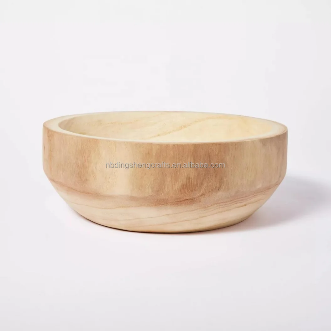 Small solid paulownia  wood bowl crack bench plant stand rustic live edge reclaimed wooden stand serving tray for home decor