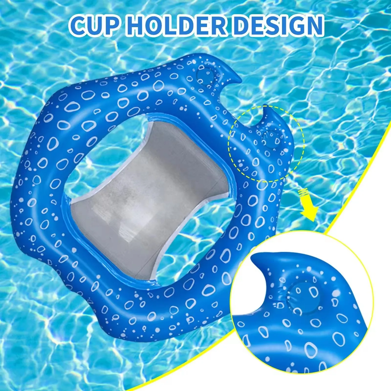 PVC inflatable water manta ray floating chair luminous U-shaped sofa back recliner floating bed floating seat ring floating row