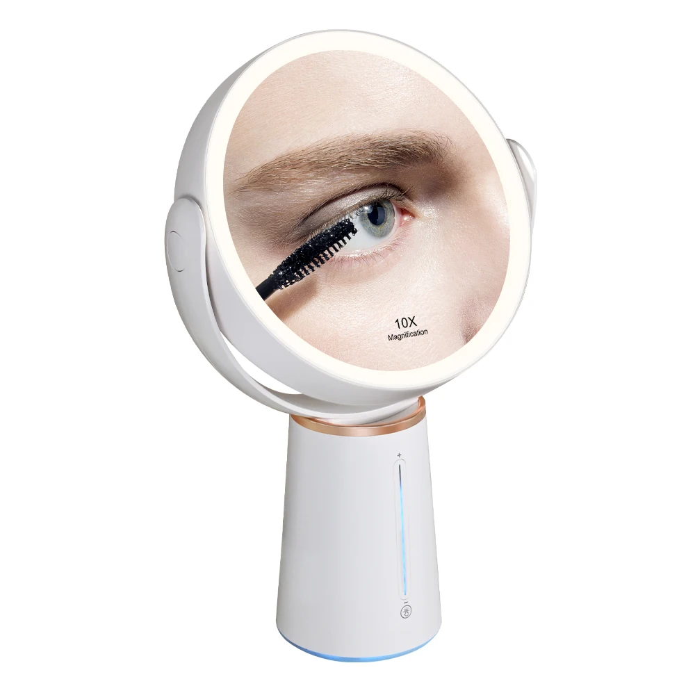 Rechargeable Makeup Mirror Double Sided 1X 10X Magnification Led Lights Vanity Mirror With Touch Dimmable