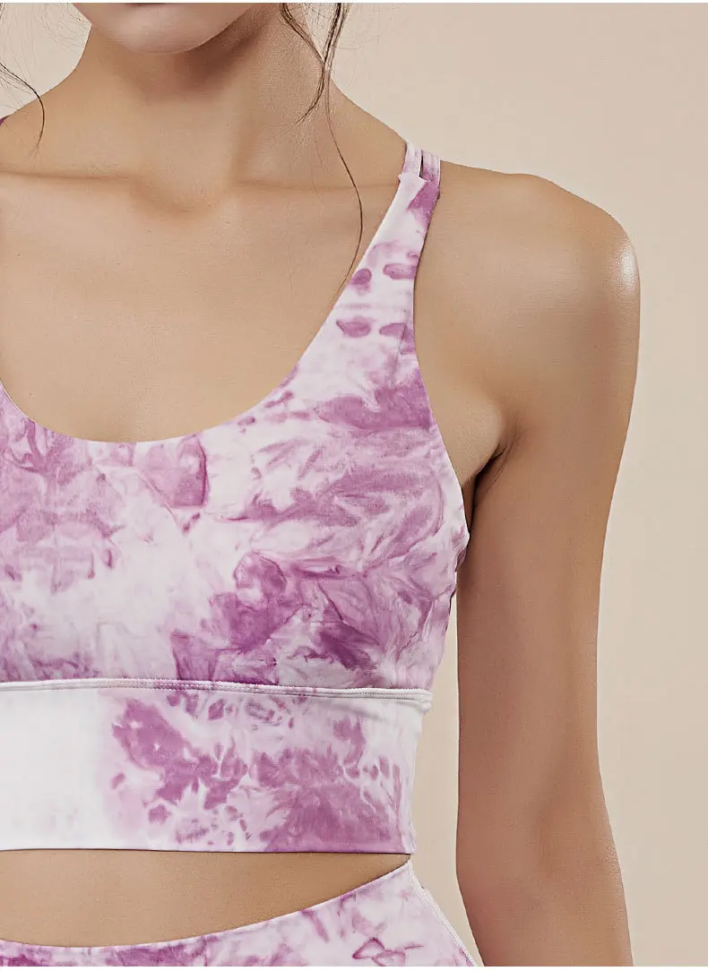 OEM High Quality Workout Set Women Clothing 2-piece Active Wear Gym Athletic Womenswear Fitness Tie Dye Activewear Yoga Set