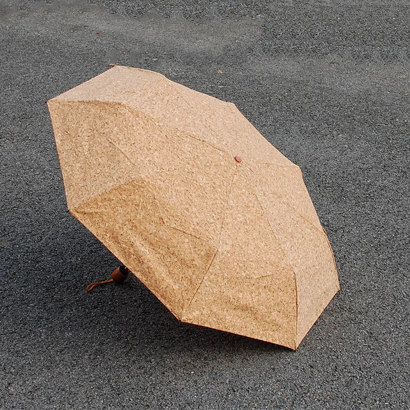 
Wholesale Parasol and Rain Folding Natural Cork Fabric Umbrella for Women and Man 