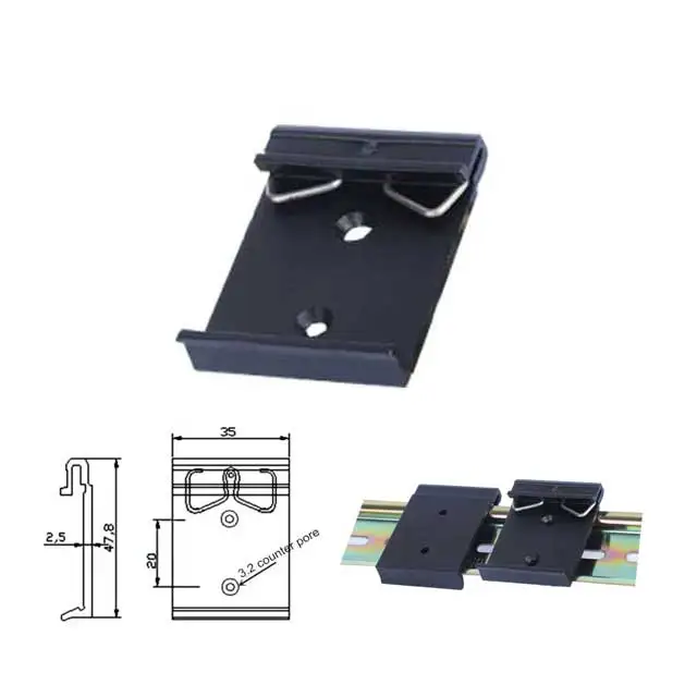 DIN Rail Adapter with Mounting Holes,Din Rail Fixed Clamp,Aluminum Alloy Solid State Relay Clip for 35mm Din Rail