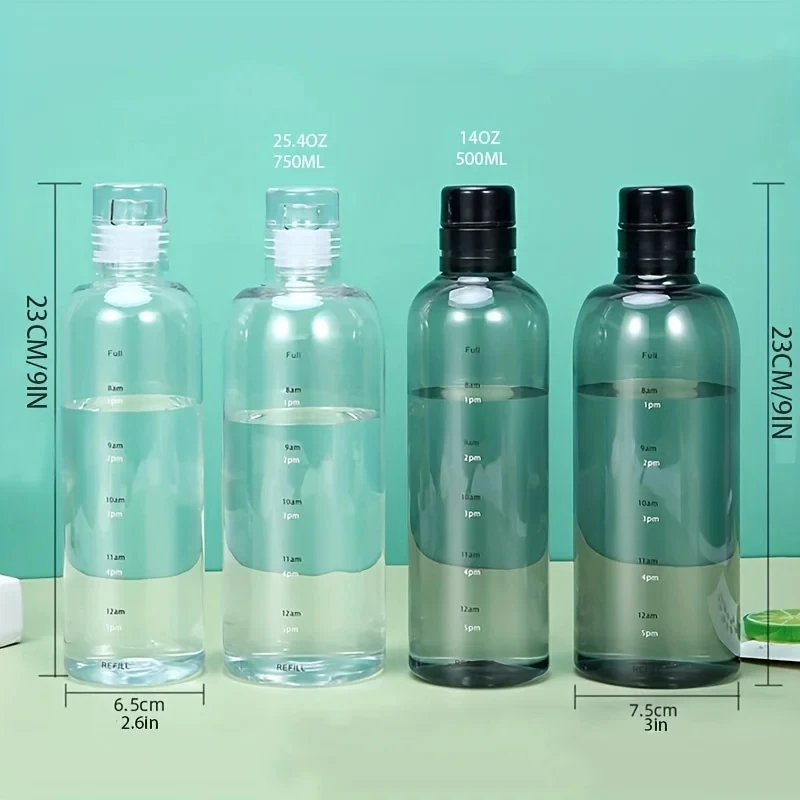 BPA Free 500ml Glass Bottle Custom Logo Time Marker Drinking Tumbler Unisex Travel Outdoor Activities Clear Milk Juice Water Cup
