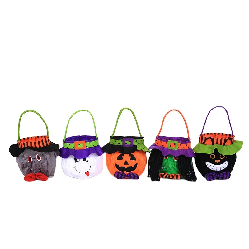 Halloween Loot Party Kids Pumpkin Trick Or Treat Tote Bags Candy Bag Halloween Candy Storage Bucket Portable Gift Basket