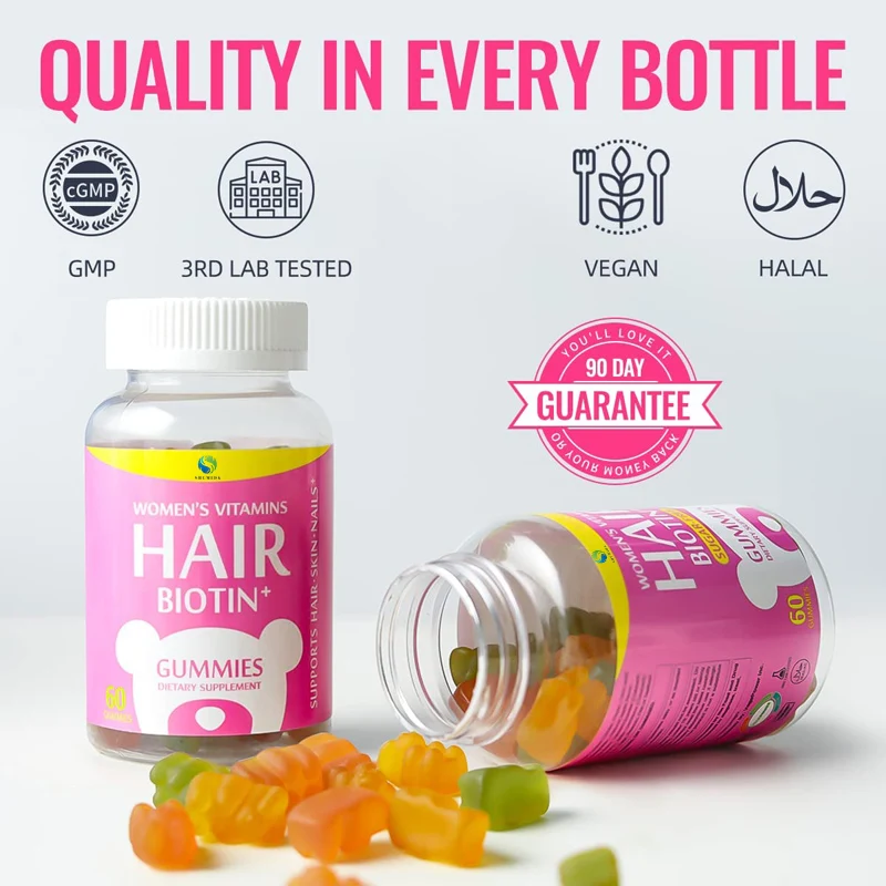 Fast hair growth vegan biotin gummy vitamins for hair skin nails