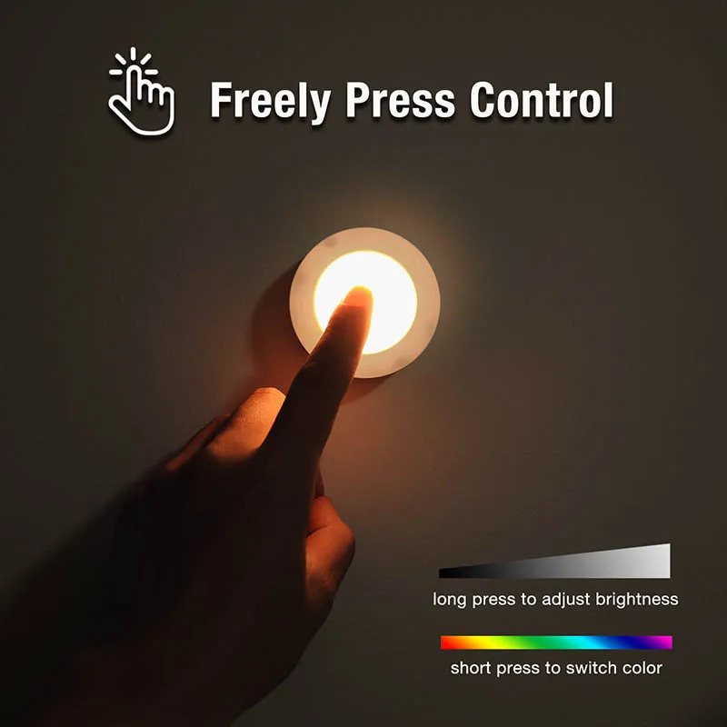 
Round Shape Wireless Remote Control Closet Light Battery Powered Under Counter Lights Cabinet Puck Led Light 