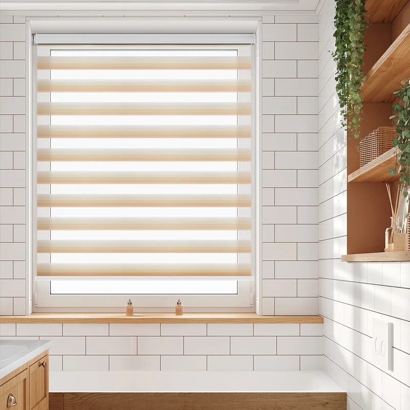 Современные стильные двойные роликовые затемняющие полосатые роликовые жалюзи, водонепроницаемая полупрозрачная затеняющая система «все в одном» (Bead)