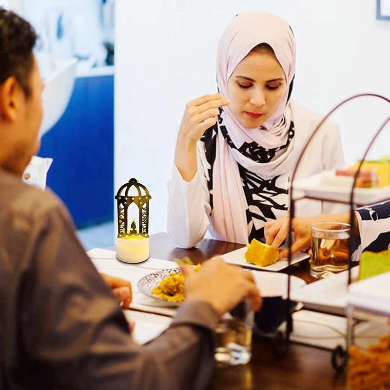 Candle Light Lamp Vela Bougie Luz 2024 Eid Mubarak Ramadan Decor Moon Star Islamic Eid Al Adha LED Candle Holder For Ramadan