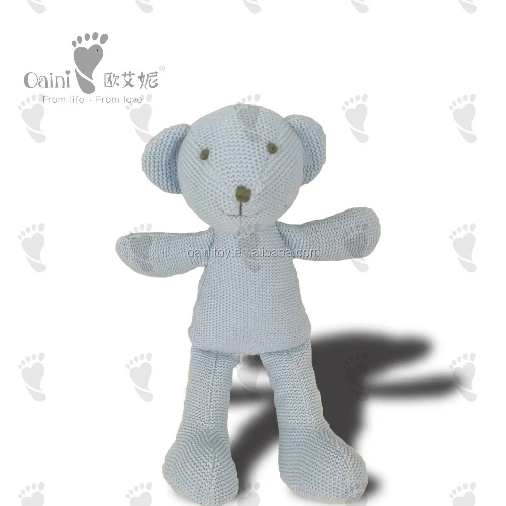 OAINI 2021 ODM OEM Manufacturer Handmade Custom Sitting Animal Toys Popular Cute Knitted Stuffed Toys Plush Blue Mouse Dolls