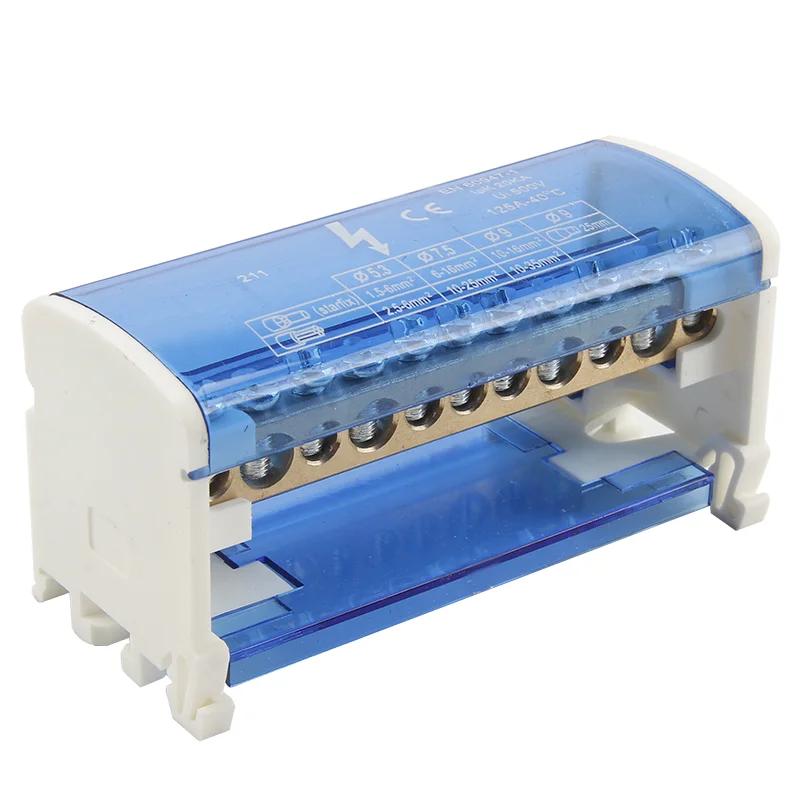 CHENF Din Rail Terminal Block Power Distribution Box Brass Busbar Connector Universal Connection Junction Box UKK