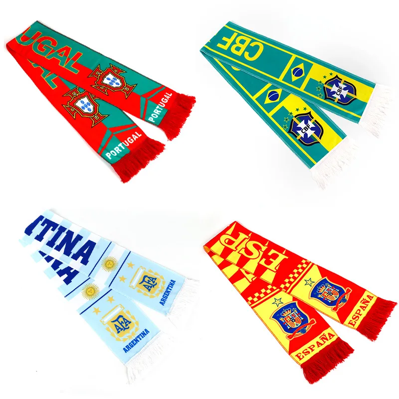 World  Soft Cup European  Football Soccer Club Sports Fan Scarf Brazil Argentina Portugal England National Team Football Cheer