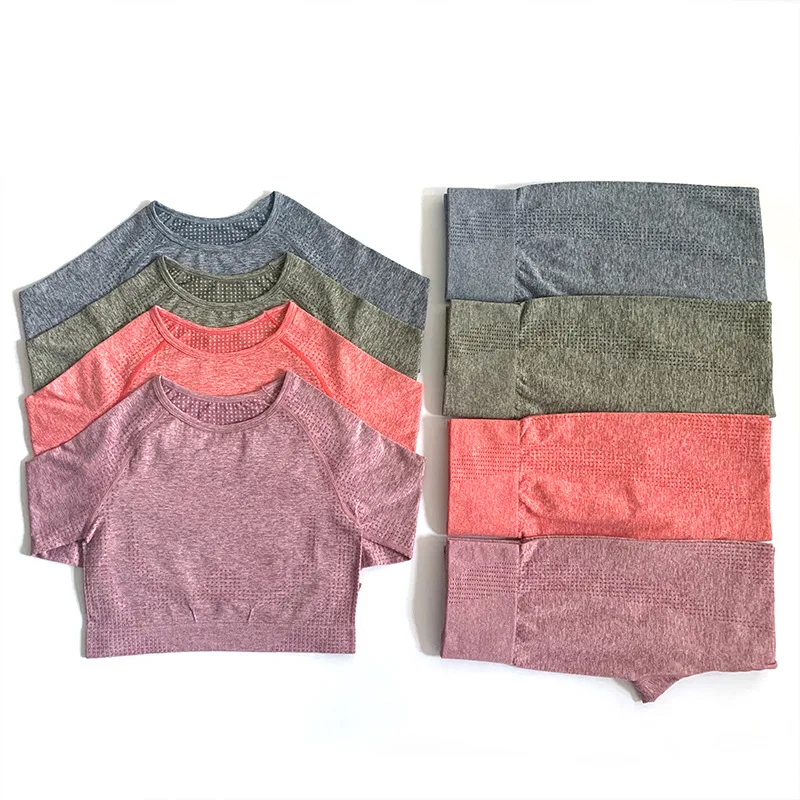 
Toplook Women Yoga Set Seamless Leggings+Crop Tops Workout Sport Suit Long Sleeve Yoga Set 