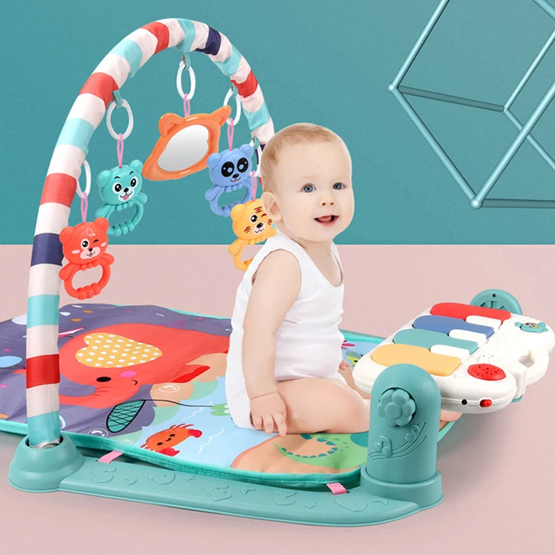 Multi-function Baby Play Mat Round Soft Carpet Musical Pedal Keyboard Crawl Activity Fitness Gym Baby Piano Mat with Teethers