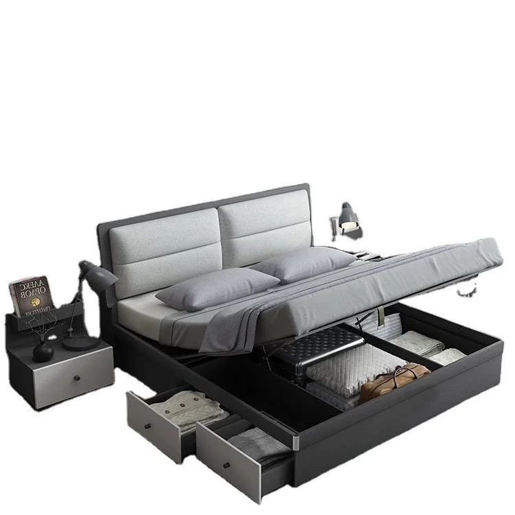 Набор мебели для спальни без матраса модная мягкая кожаная кровать с мягкой обивкой 1 8