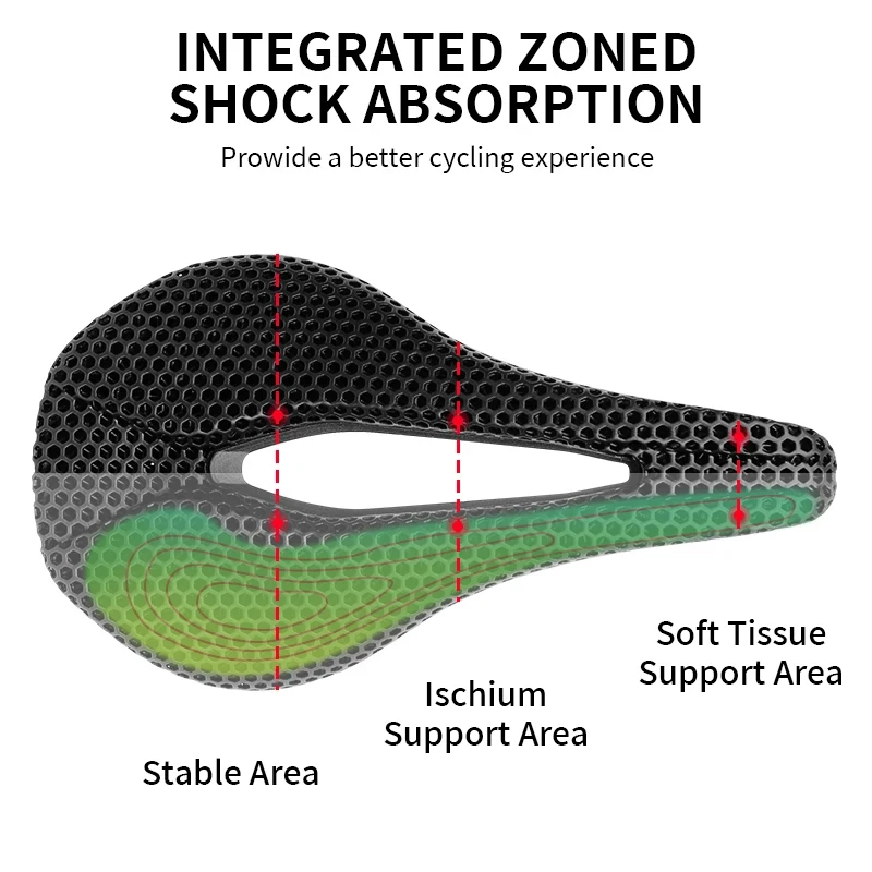 OEM/ODM BUCKLOS 3D Printing Bicycle Seat Honeycomb 3D Bike Saddle Long Distance Road Mountaine Bike Seat Cushion Cycling Parts