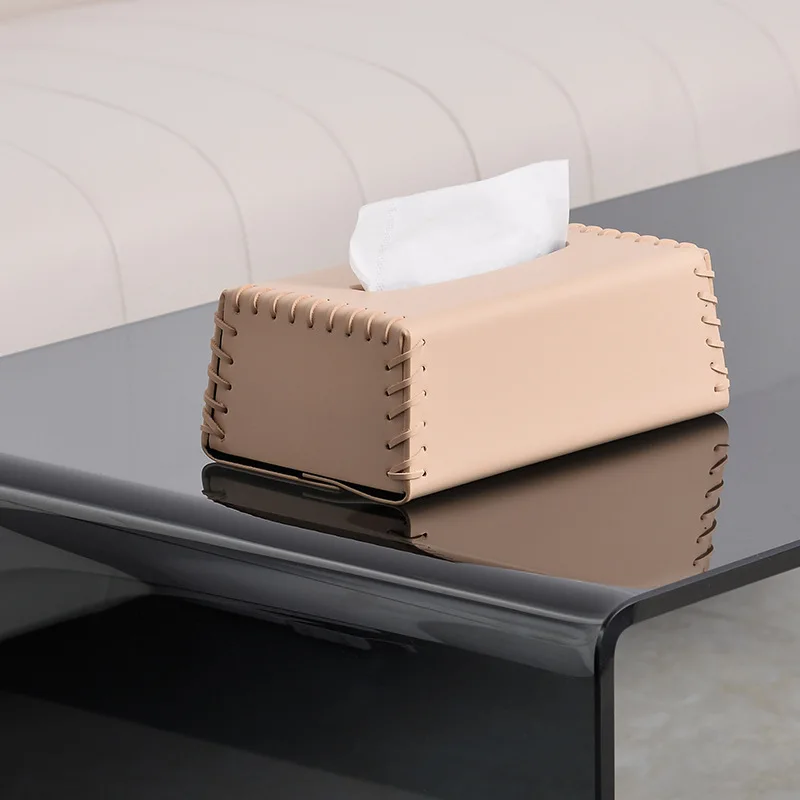 Luxury faux leather home hotel restaurant modern stylish and functional design tissue storage box holder