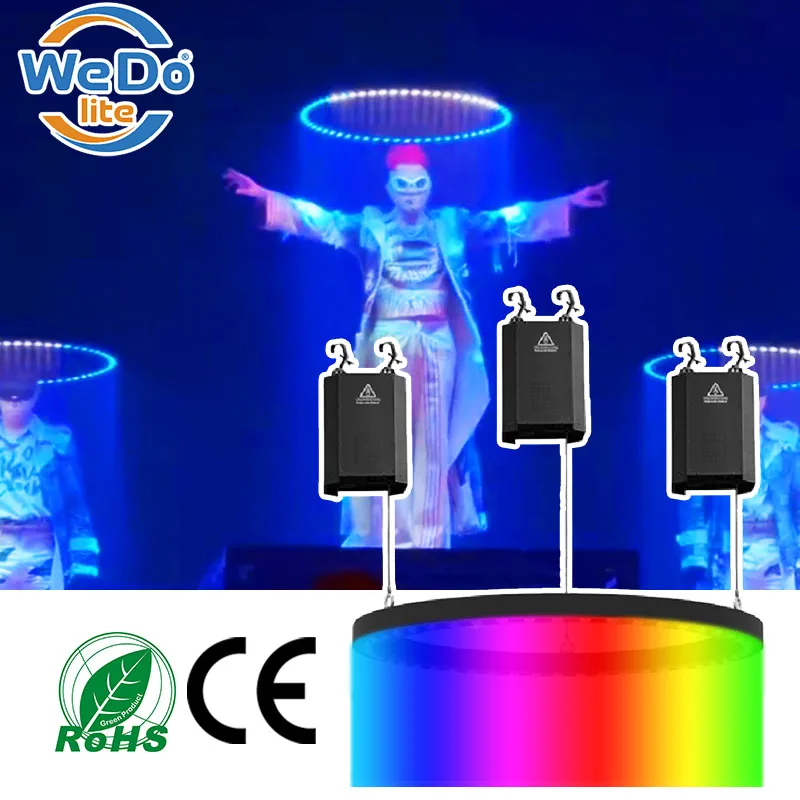 DMX Winch Kinetic LED Lifting Beam Ring Light Stage Lighting Equipment Kinetic Ring DJ Light for Night Club