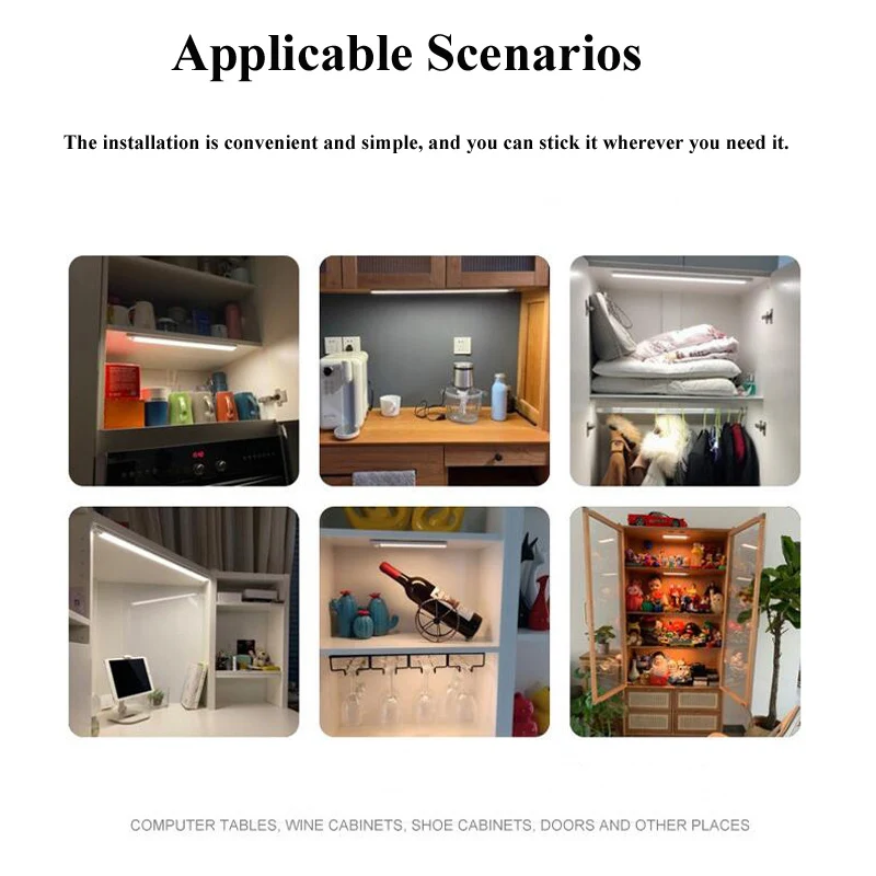 3 Light Colors Human Body Induction Type-C USB Charging Soft Light Stepless Dimming LED Cabinet Light Sensor Night Lamp