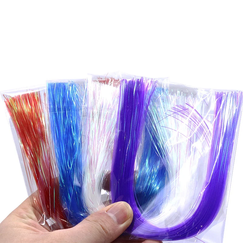 0.5mm/15-20cm 8 colors Ice Wing Fiber flat flash Tinsel crystal flashabou saltwater streamer flies fly tying materials