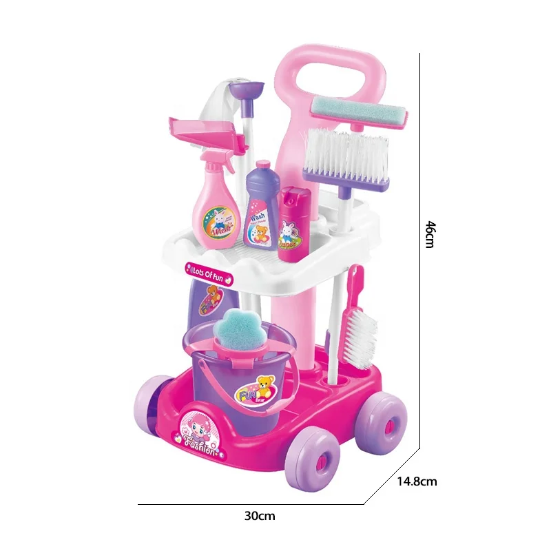 Clean cart role play toys for girls, kids cleaning tools cleaning toys