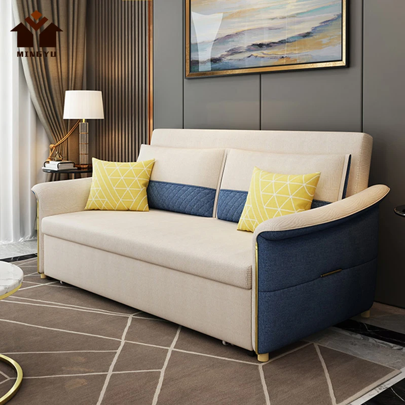 French Style Vintage Spaces Saving Foldable Sofa Bed Dual Use Economical Family Divan Durable  Furniture Suitable for Study Room