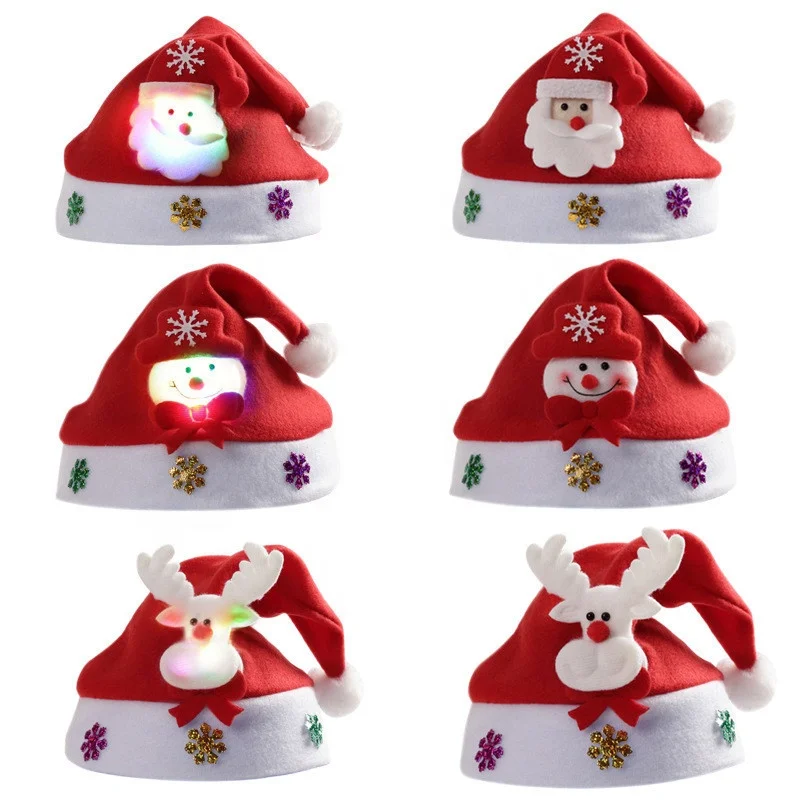 Gorro Рождественская светодиодная подсветка рождественские шапки для взрослых шапка Санта декоративное Новогоднее украшение