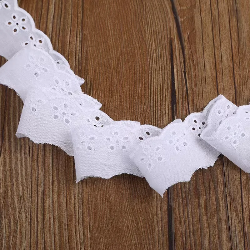 Flower Pattern Cotton Embroidery Eyelet Crochet Bridal Lace Trim