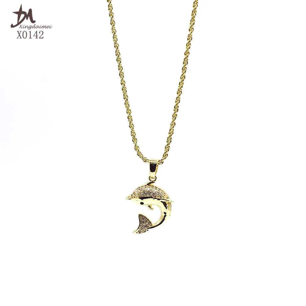 X0142 High quality zircon  pendant necklace Dolphin necklace