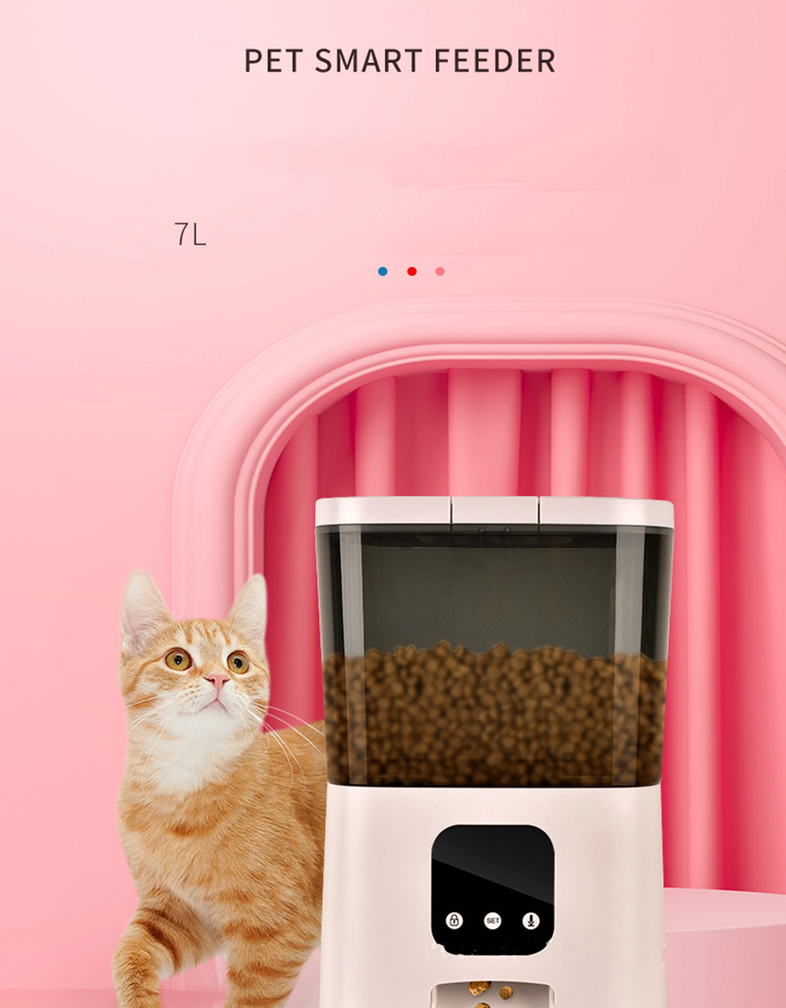 Dog Cat Pet Bowl Smart Pet Feeder Wifi Mobile Phone App Remote Control Microchip Automatic Pet Feeder 7L