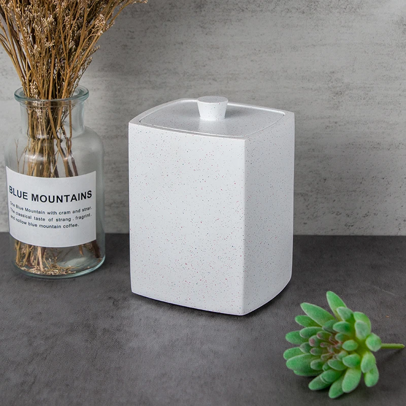 Cotton Ball Holder Bud in Resin Jar Cotton Swab Ball Pad Holder Cotton Swab Dispenser Salt Jar with lid