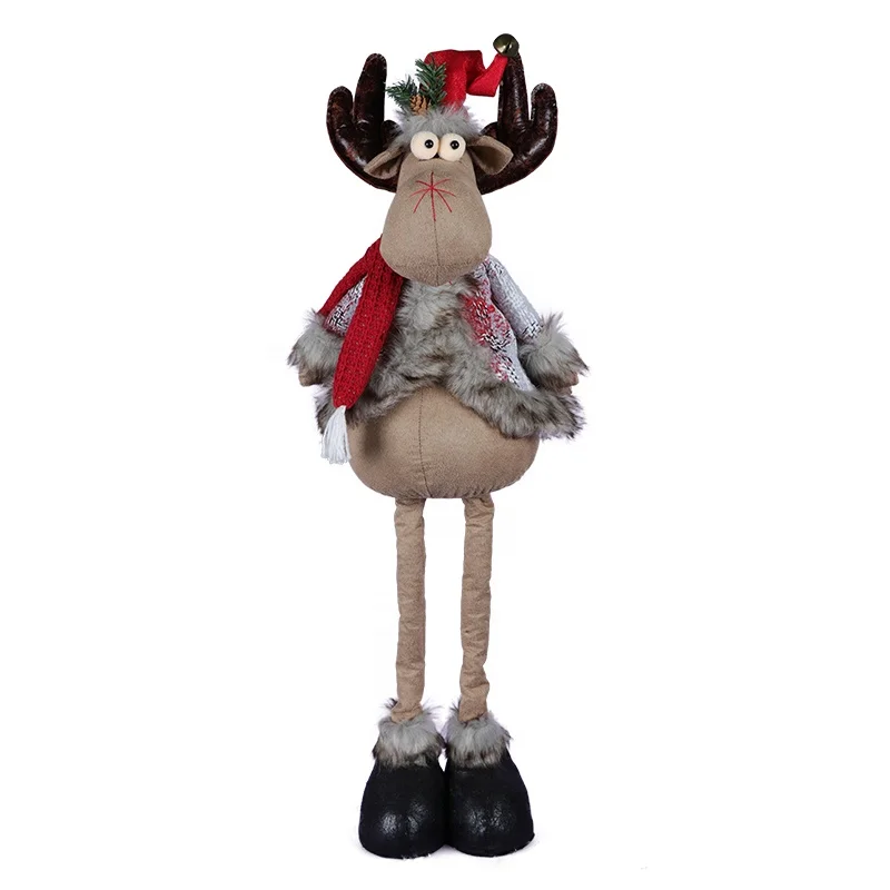 32 inch indoor red and grey christmas decorations doll plush santa snowman reindeer with telescopic legs