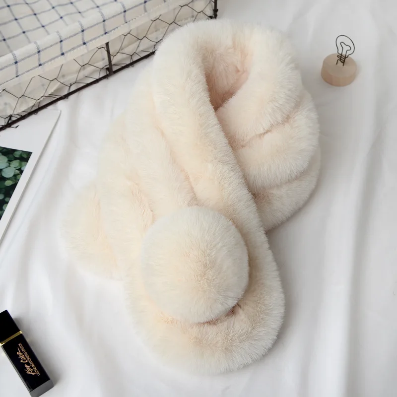 Simple, convenient beautiful 2021 trendy imitation rex rabbit fur fur scarf for men women warm adult children three-tube plush