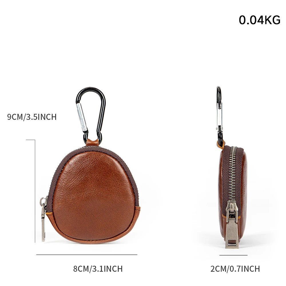 WESTAL Women Keychain Mini Bag Leather Small Coin Purse Zipper Pocket with Hook Wallet Genuine Leather Coin Purse Men