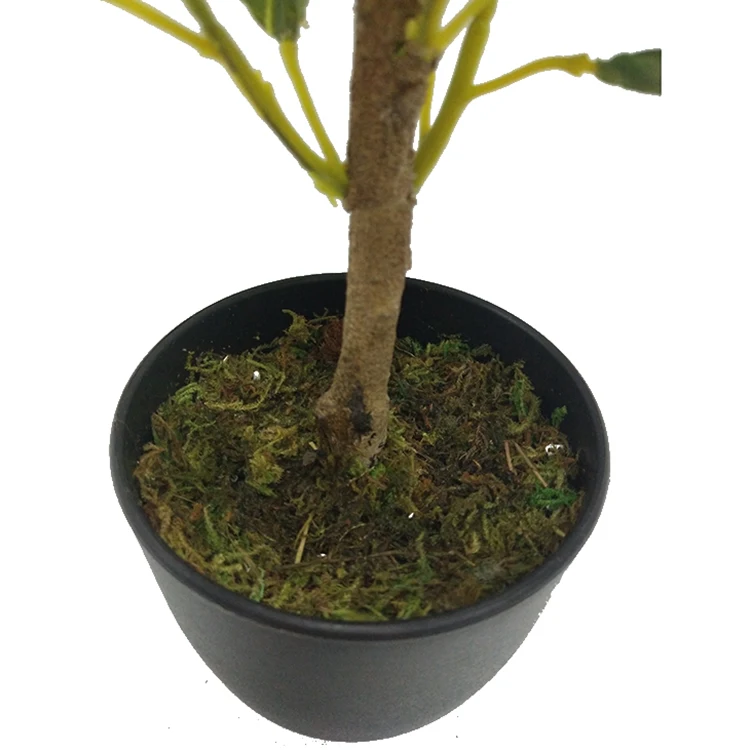 Simulation Plastic 43cm Lemon Tree 49lvs 3 Fruits Artificial Trees  With Black Plastic Pot For For Indoor decoration