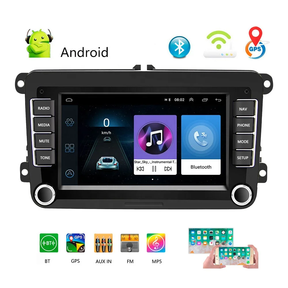 (EU/AU/RU Stock) Podofo 7 '2 + 64 ГБ Android автомагнитола GPS-навигация Wi-Fi BT FM RDS для VW/Skoda/Seat/Passat/Golf 5 6