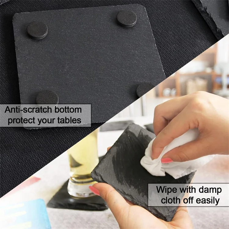Hot Sale Natural And Environmentally Friendly Insulation Round Slate Coasters For Drink Blank Slate Coaster