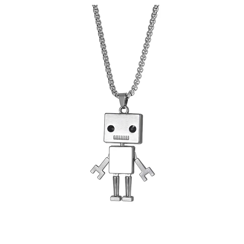 LOYALTY Limbs Movable Robot Old Vintage Necklace Titanium Steel Hip Hop Personality Pendant