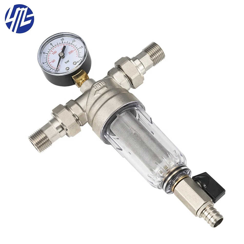 LUMGE PF9002 Brass Bottle Water Filter purifier With Manometer For Cold Water