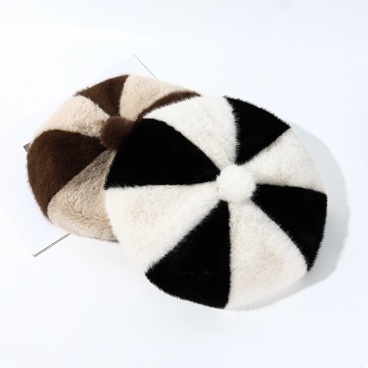 Autumn Winter Adults Beret Cap Advanced Sense Mink Velvet Octagon Hat Warm Small Painter Wool Berets for Children Made from Felt