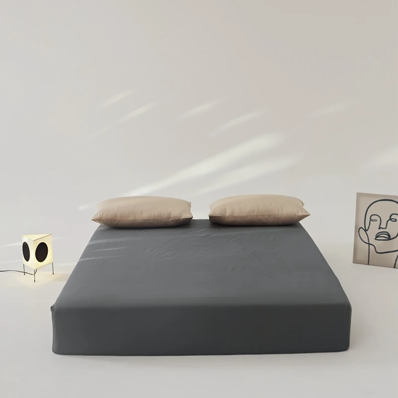 100% Cotton 40S Fitted Sheet Solid Bed Soft Mattress Cover Colorful 180*200 Lazy Style Home Textile 1PC Fitted Sheet Solid Brief