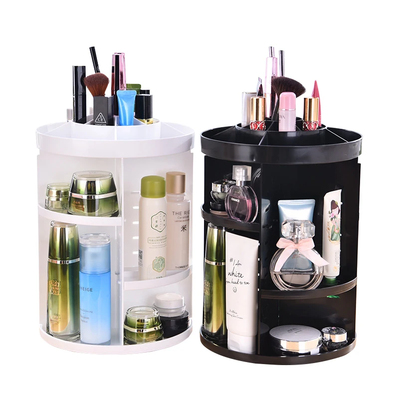 Rotating Plastic Makeup storage box Cosmetic makeup Desk organizer Box Bathroom Vanity Holder For Brush Lipstick Mask Jewelry