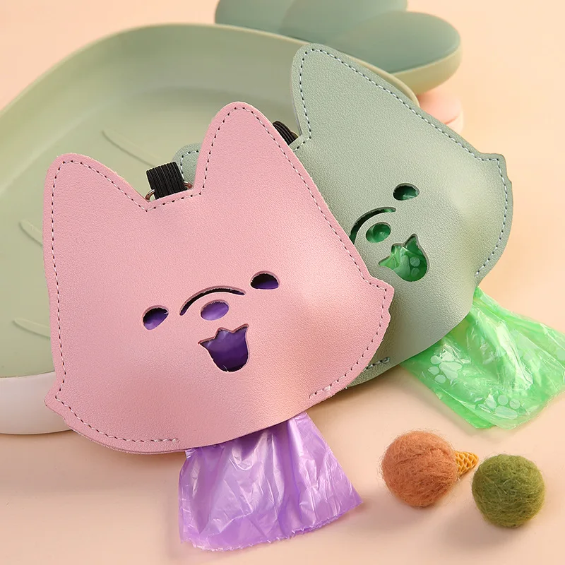 Cute Cartoon Puppy Stool Bag Portable Hanging Hand Holding Rope Dog Trash Bag Pet Cleaning Poop Bag