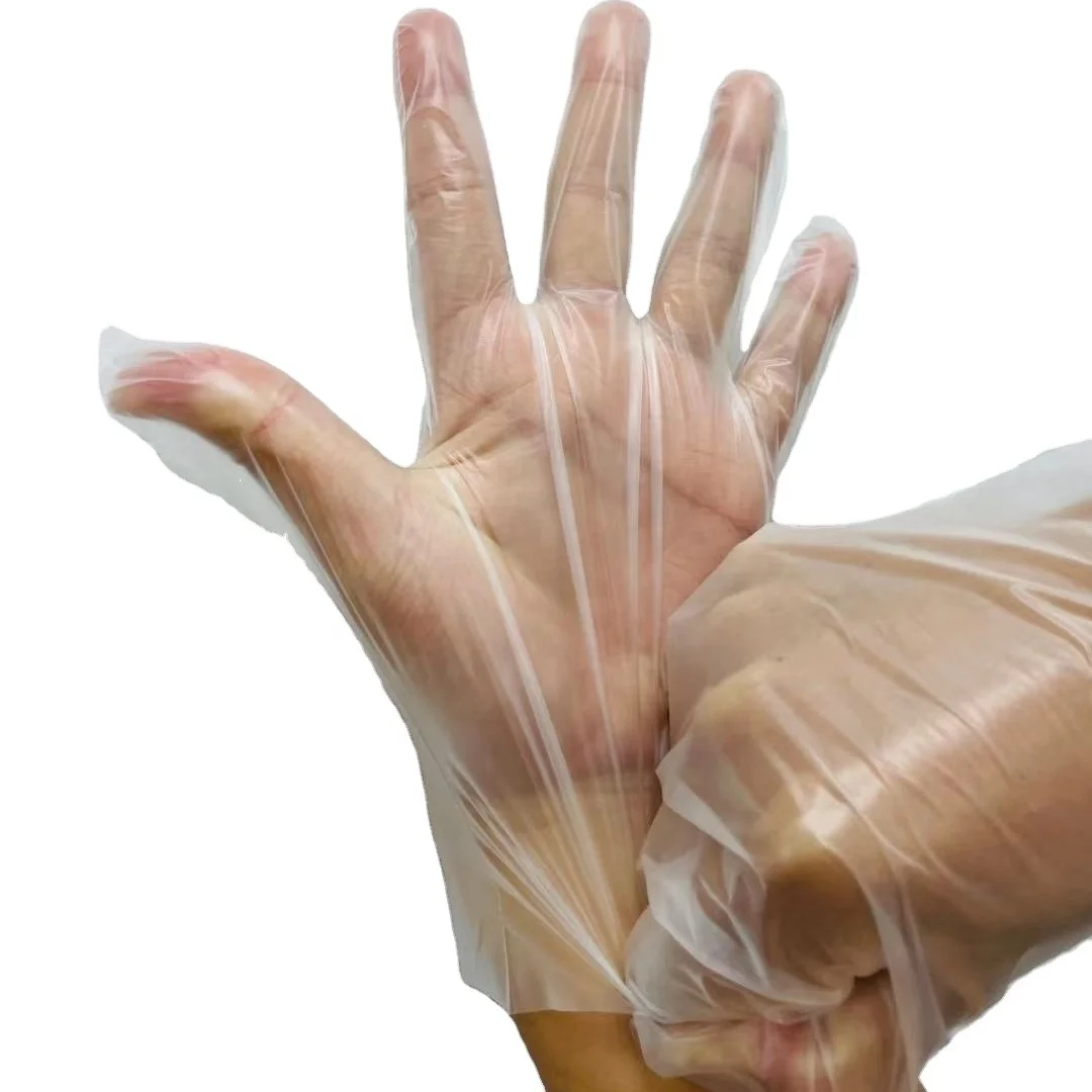 Wholesale cheap clear poly TPE powder free disposable plastic food gloves in bulk
