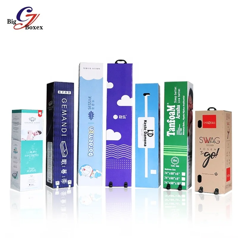Offset Printing Large Artwork Packaging Boxes For Moving Mattress Cardboard Corrugated Paper Carton With Wheel Handle