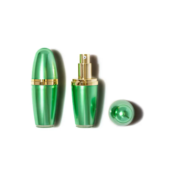lotion treatment Bullet shaped bottle pmma double wall plastic ball bottle black & green round Plastic bottle for cosmetics