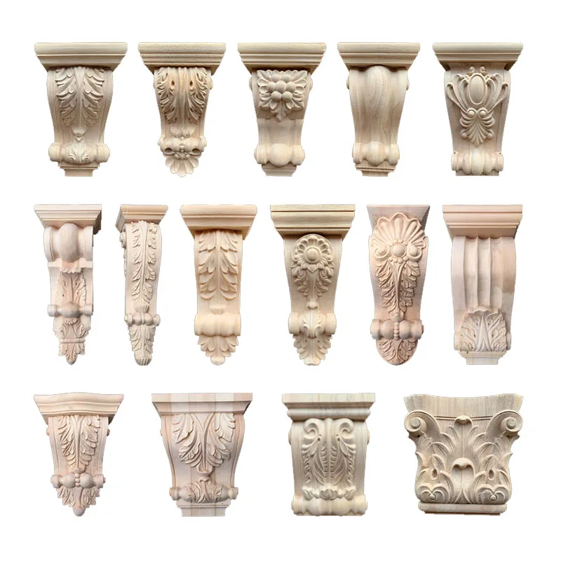 Other Home Decoration Wooden Classic Corbel Solid Wood Carving Corbels Furniture Parts Carved Wooden Corbels