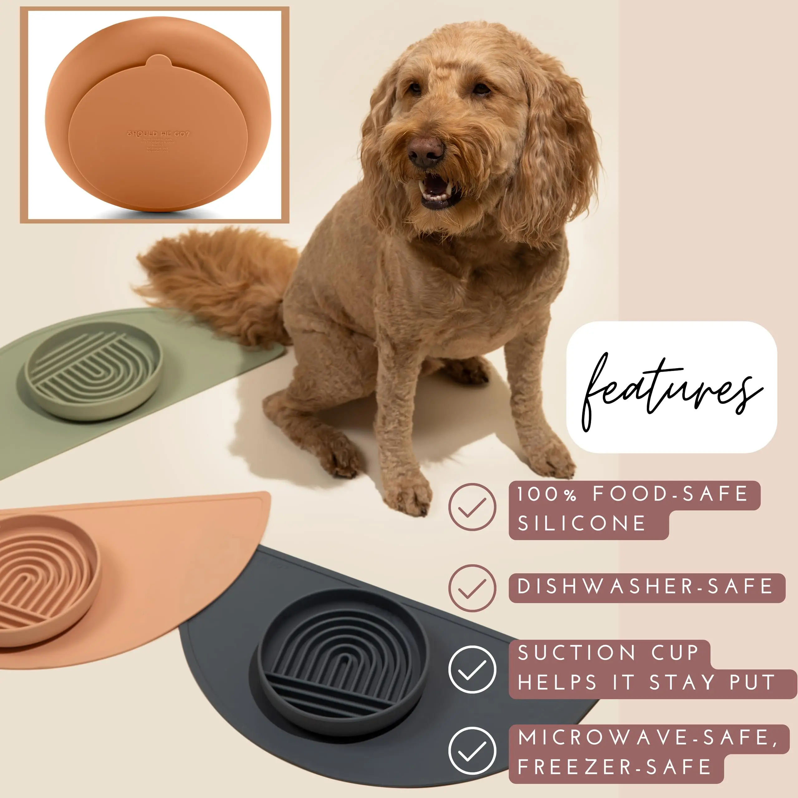 BPA Free Food Grade Silicone Pet Slow Feeding Bowls Dishwasher Safe Lick Mat for Dogs and Cats Slows down Eating