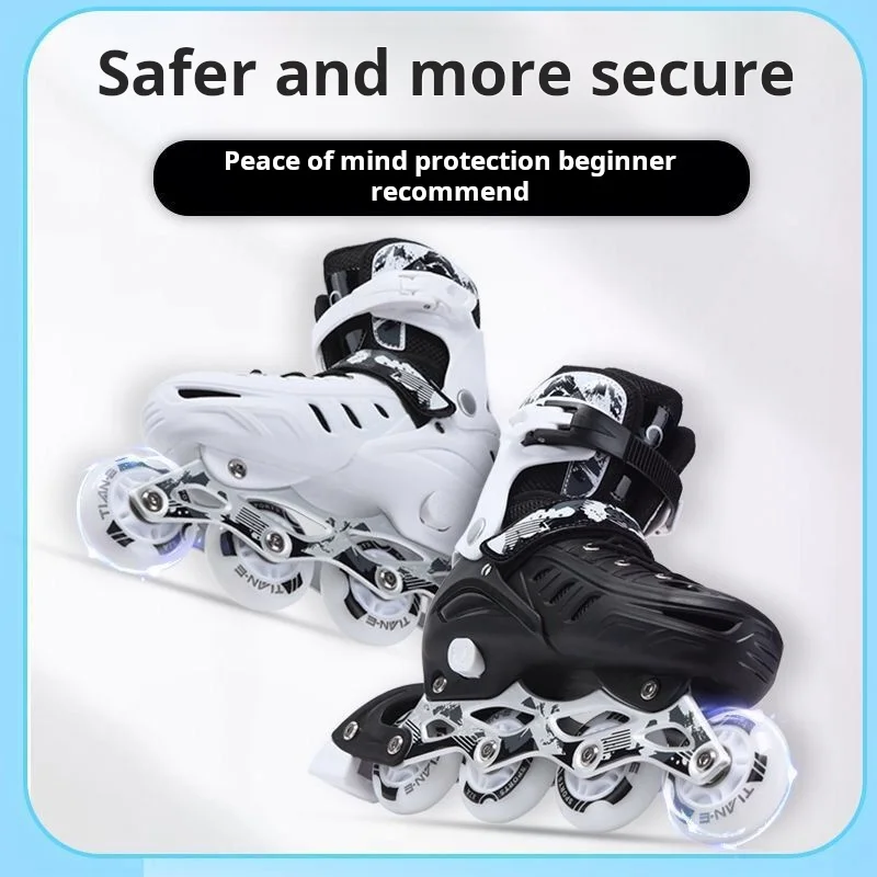 Adjustable Adult & Children Roller Skates Full Set with Flashing Straight Row Wheel for Beginners-Men and Women