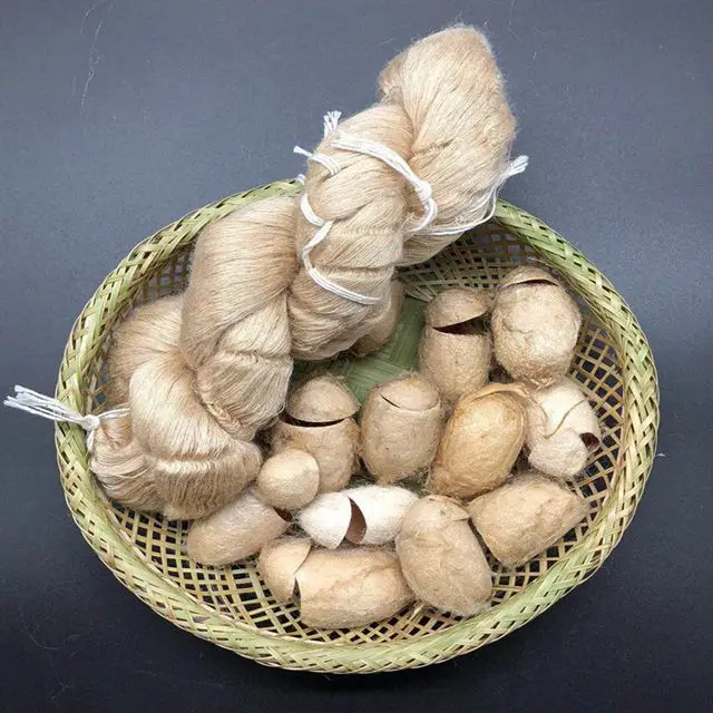 China 100% spun silk yarn tussah silk yarn factory price for China pure tussah silk fabric