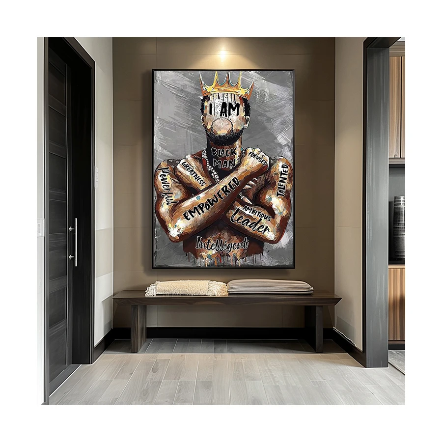Wholesale Home Decor Canvas Print Portrait Painting African American Motivational Black Men Wall Art